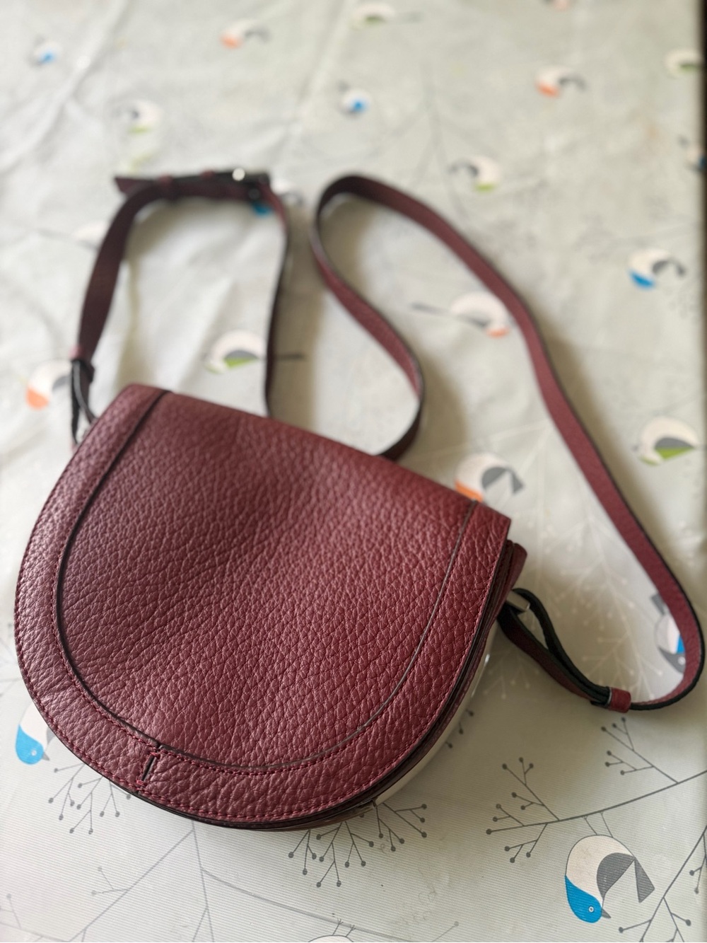 Vince Camuto Pebbled Leather Crossbody in Burgundy